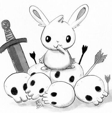 The Killer Rabbit of Caerbannog (ink on paper)